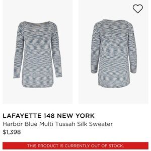 LAFAYETTE 148 NEW YORK Harbor Blue Multi Tussah Silk Sweater Size L